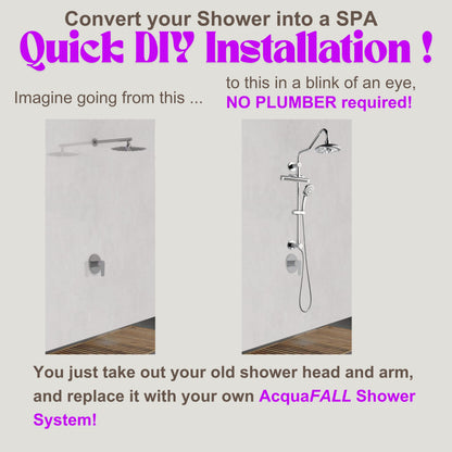 Forno Acqua AcquaFALL Shower, Polished Stainless Steel Finish, Overhead Rainfall Shower, 7 Way Diverter, Handheld Shower Head, Body Jets, 1.8 GPM Flow Rate