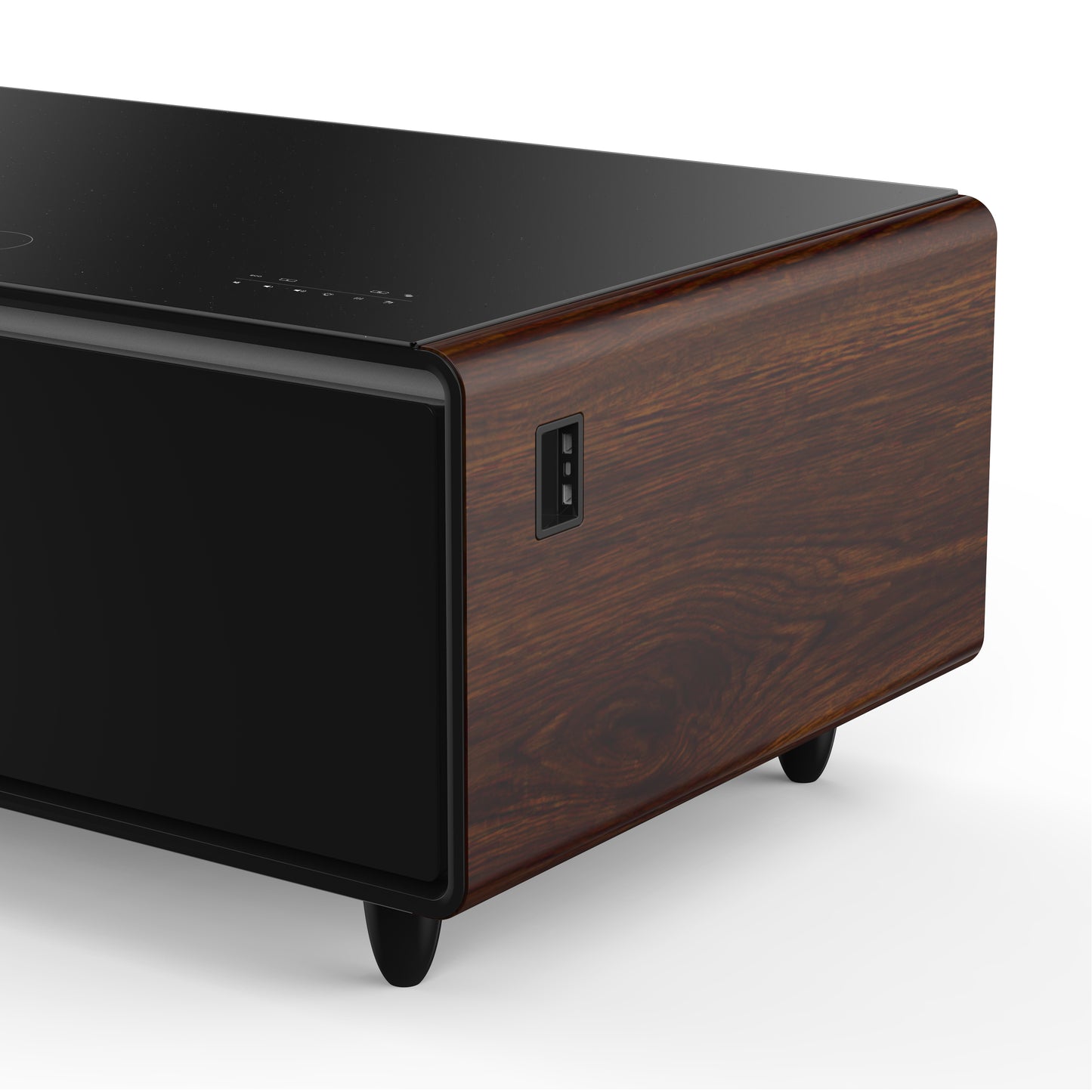 Forno Evoluto Tavolo 51-Inch Smart Coffee Table with Wood-Accent Sides – Dual Cooling Zones, Wireless Charging Pad & Built-In Bluetooth Speakers - Forno Appliances