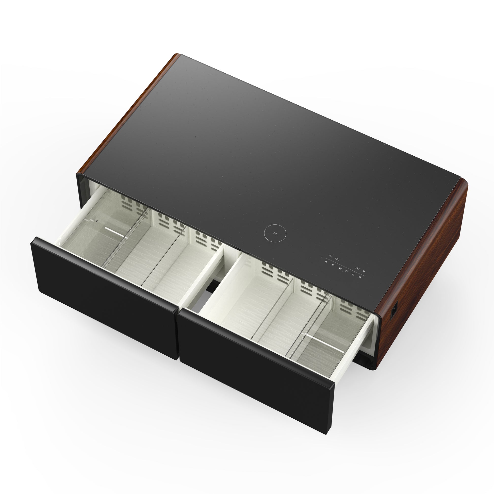 Forno Evoluto Tavolo 51-Inch Smart Coffee Table with Wood-Accent Sides – Dual Cooling Zones, Wireless Charging Pad & Built-In Bluetooth Speakers - Forno Appliances
