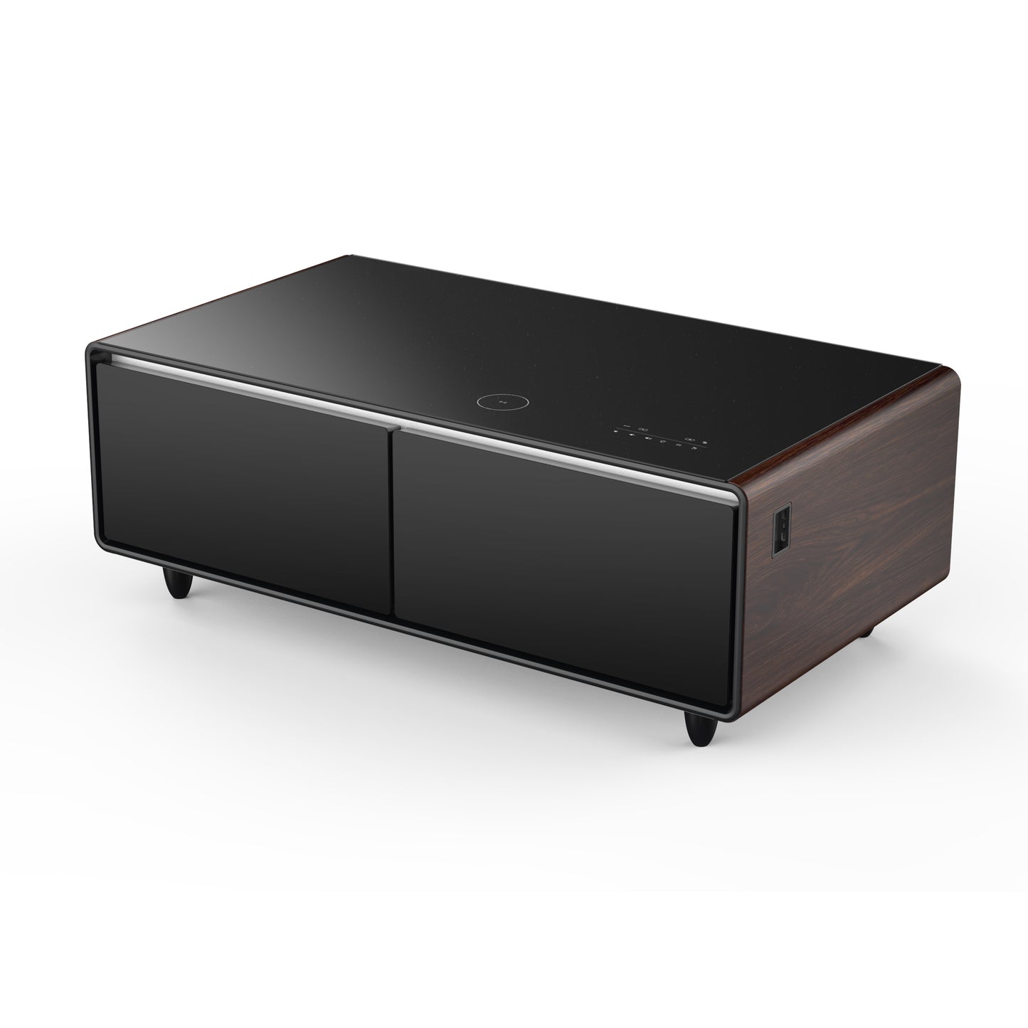 Forno Evoluto Tavolo 51-Inch Smart Coffee Table with Wood-Accent Sides – Dual Cooling Zones, Wireless Charging Pad & Built-In Bluetooth Speakers - Forno Appliances