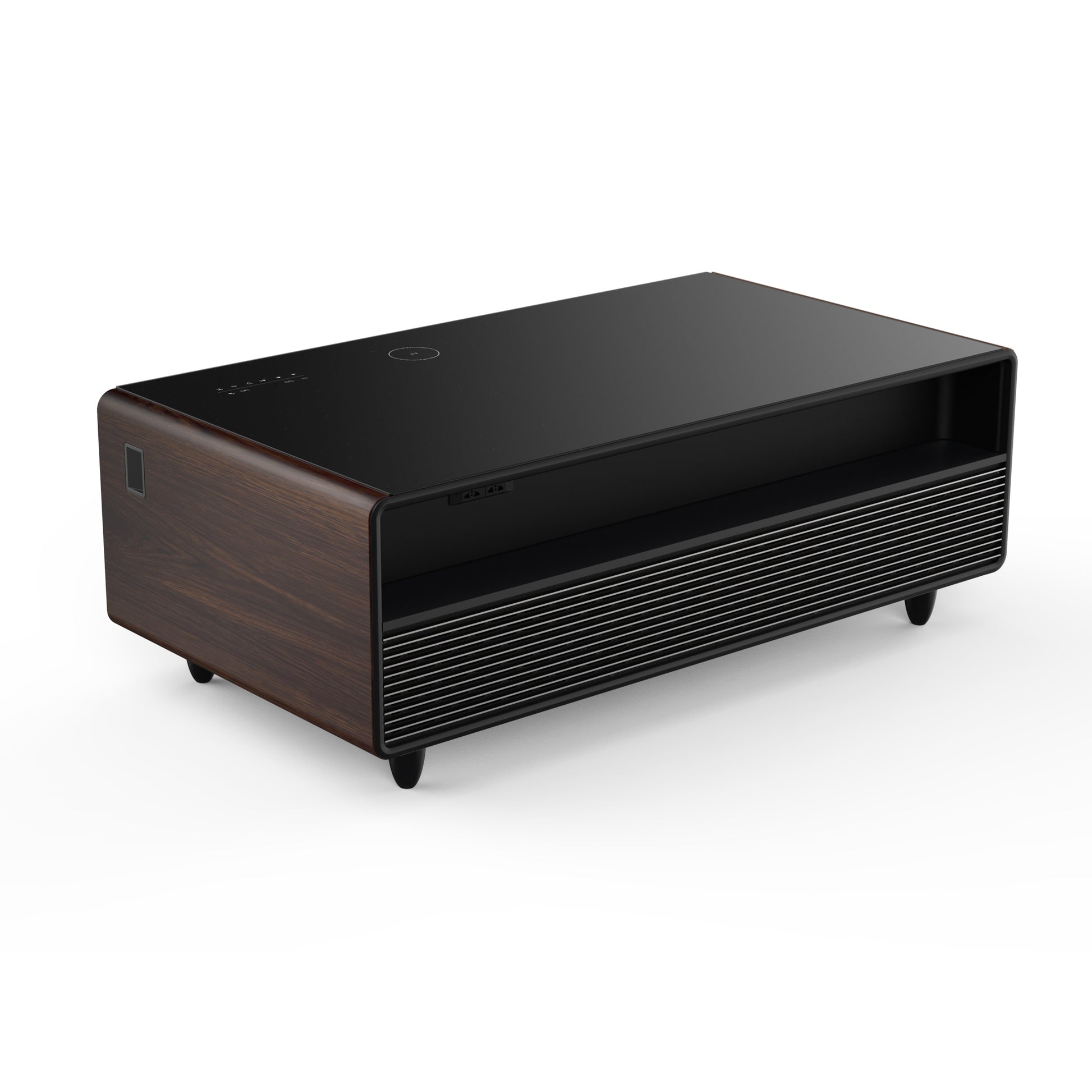 Forno Evoluto Tavolo 51-Inch Smart Coffee Table with Wood-Accent Sides – Dual Cooling Zones, Wireless Charging Pad & Built-In Bluetooth Speakers - Forno Appliances