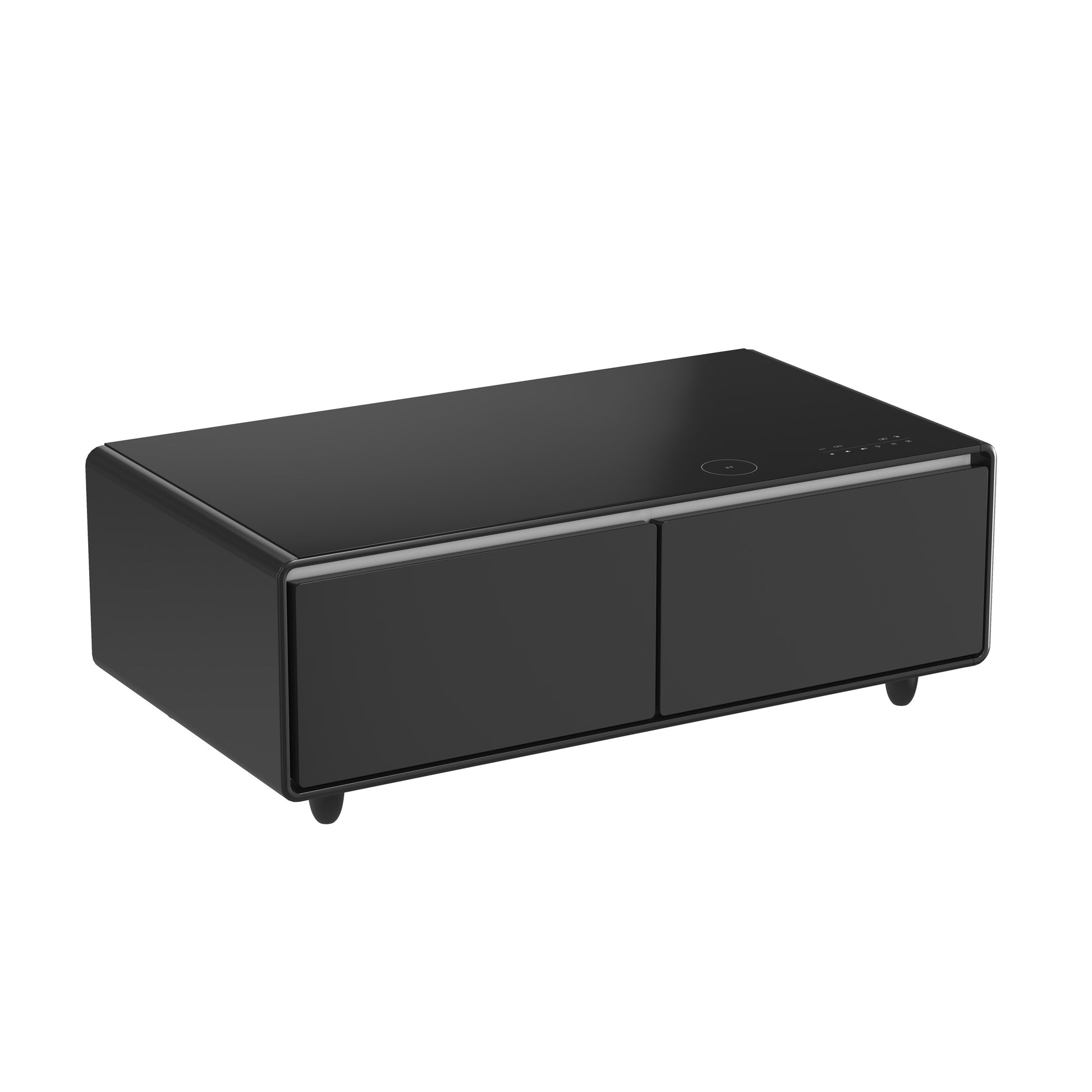 Forno Evoluto Tavolo 51-Inch Black Smart Coffee Table – Dual Refrigerator Drawers, Bluetooth 5.0 Audio, Wireless Charging & RGB Ambient Light - Forno Appliances