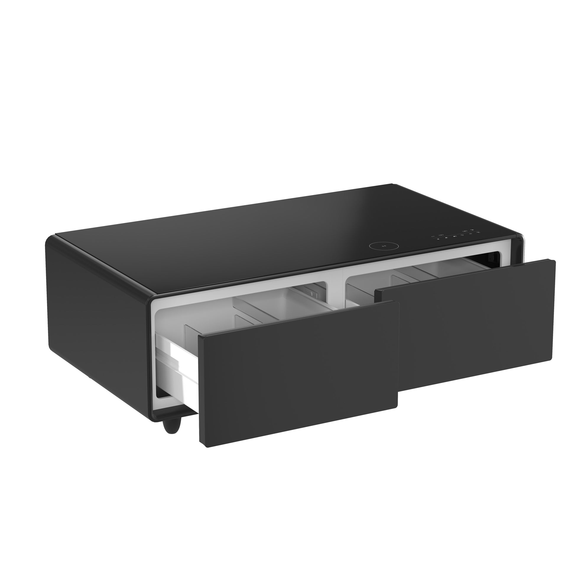Forno Evoluto Tavolo 51-Inch Black Smart Coffee Table – Dual Refrigerator Drawers, Bluetooth 5.0 Audio, Wireless Charging & RGB Ambient Light - Forno Appliances