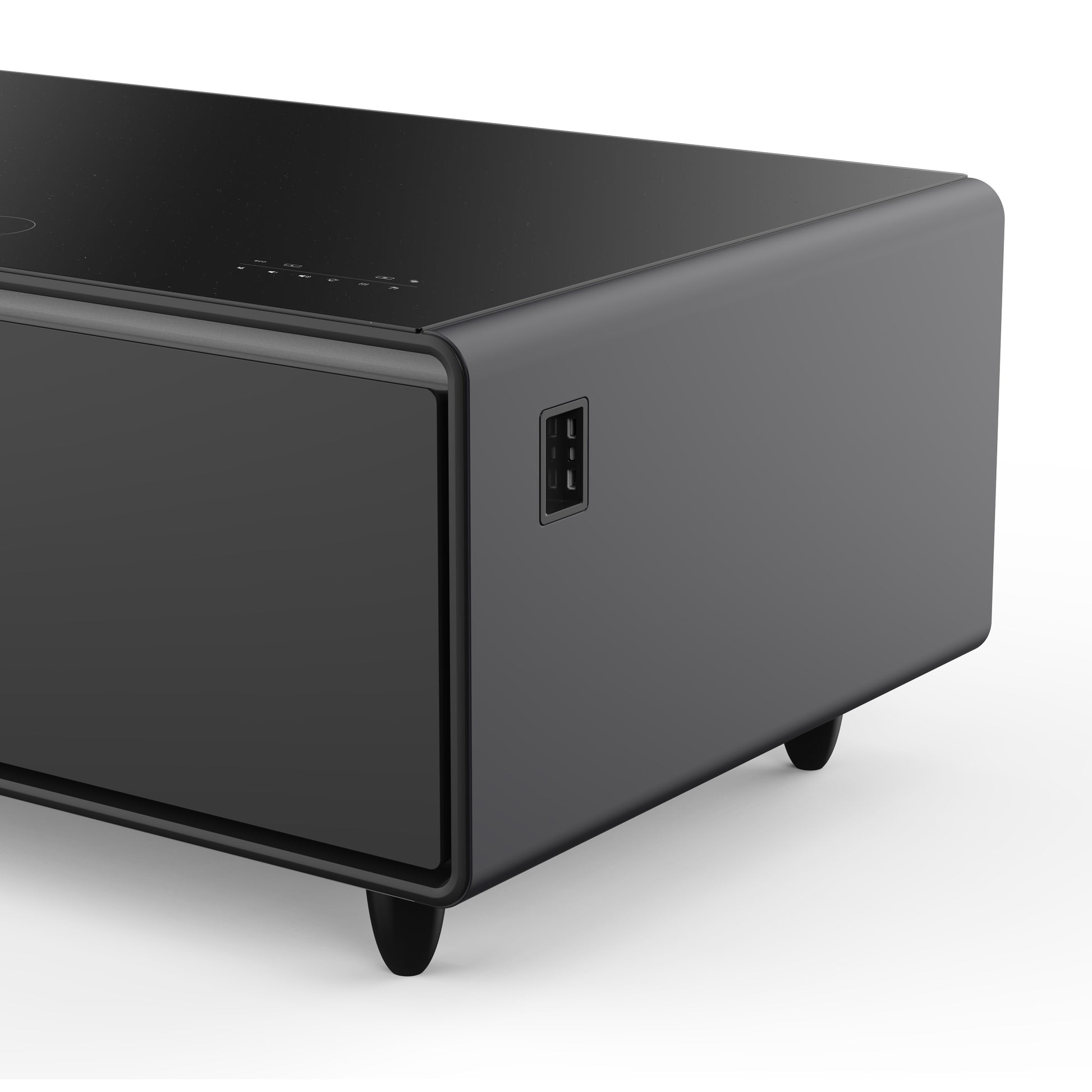 Forno Evoluto Tavolo 51-Inch Black Smart Coffee Table – Dual Refrigerator Drawers, Bluetooth 5.0 Audio, Wireless Charging & RGB Ambient Light - Forno Appliances