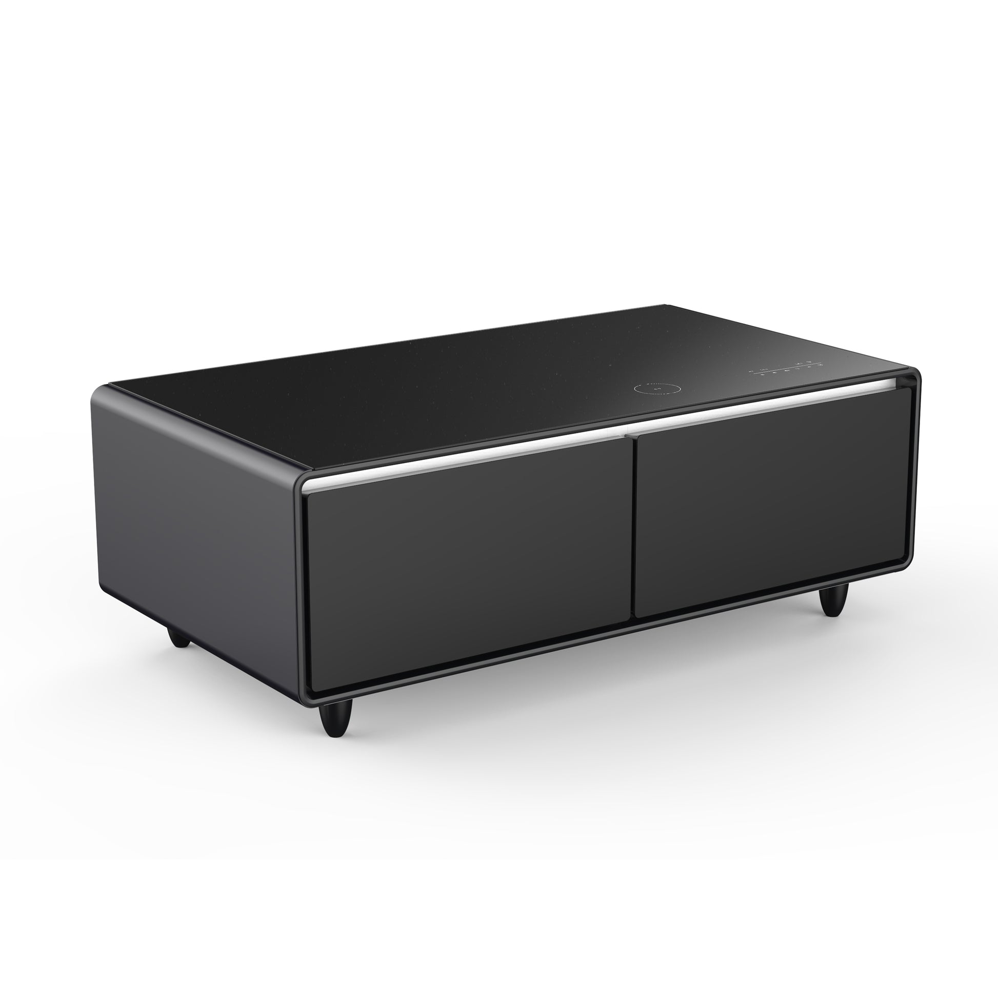 Forno Evoluto Tavolo 51-Inch Black Smart Coffee Table – Dual Refrigerator Drawers, Bluetooth 5.0 Audio, Wireless Charging & RGB Ambient Light - Forno Appliances