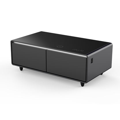 Forno Evoluto Tavolo 51-Inch Black Smart Coffee Table – Dual Refrigerator Drawers, Bluetooth 5.0 Audio, Wireless Charging & RGB Ambient Light - Forno Appliances