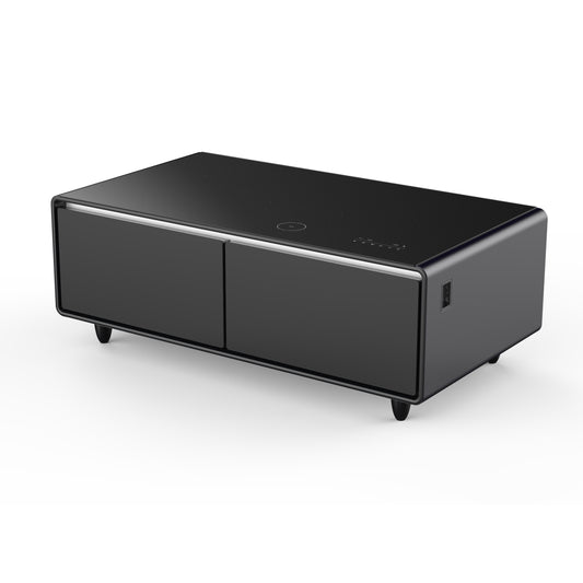 Forno Evoluto Tavolo 51-Inch Black Smart Coffee Table – Dual Refrigerator Drawers, Bluetooth 5.0 Audio, Wireless Charging & RGB Ambient Light - Forno Appliances