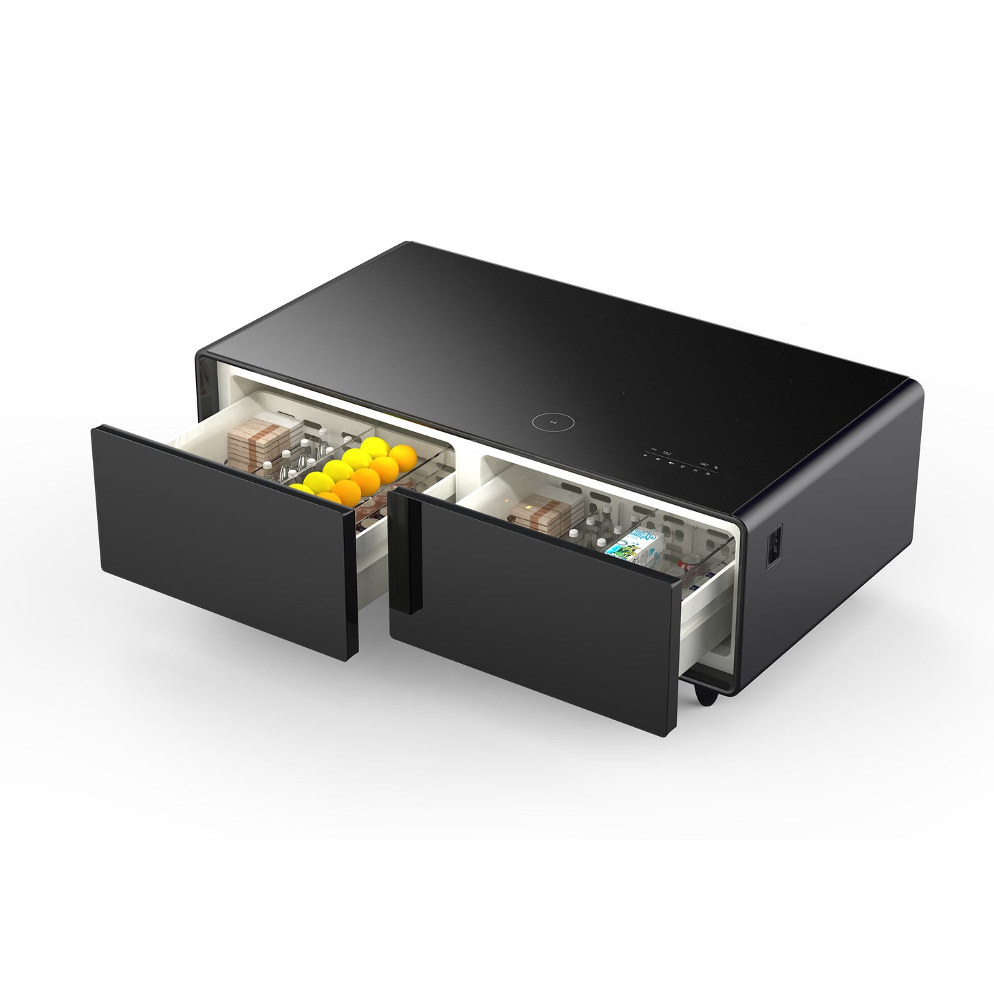 Forno Evoluto Tavolo 51-Inch Black Smart Coffee Table – Dual Refrigerator Drawers, Bluetooth 5.0 Audio, Wireless Charging & RGB Ambient Light - Forno Appliances