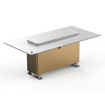 Table à manger intelligente Cinetico blanche, réfrigérateur et congélateur de 5,3 pi³ avec contrôle Bluetooth