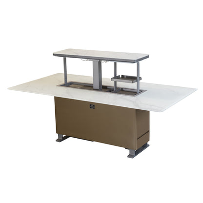 Table à manger intelligente Cinetico blanche, réfrigérateur et congélateur de 5,3 pi³ avec contrôle Bluetooth