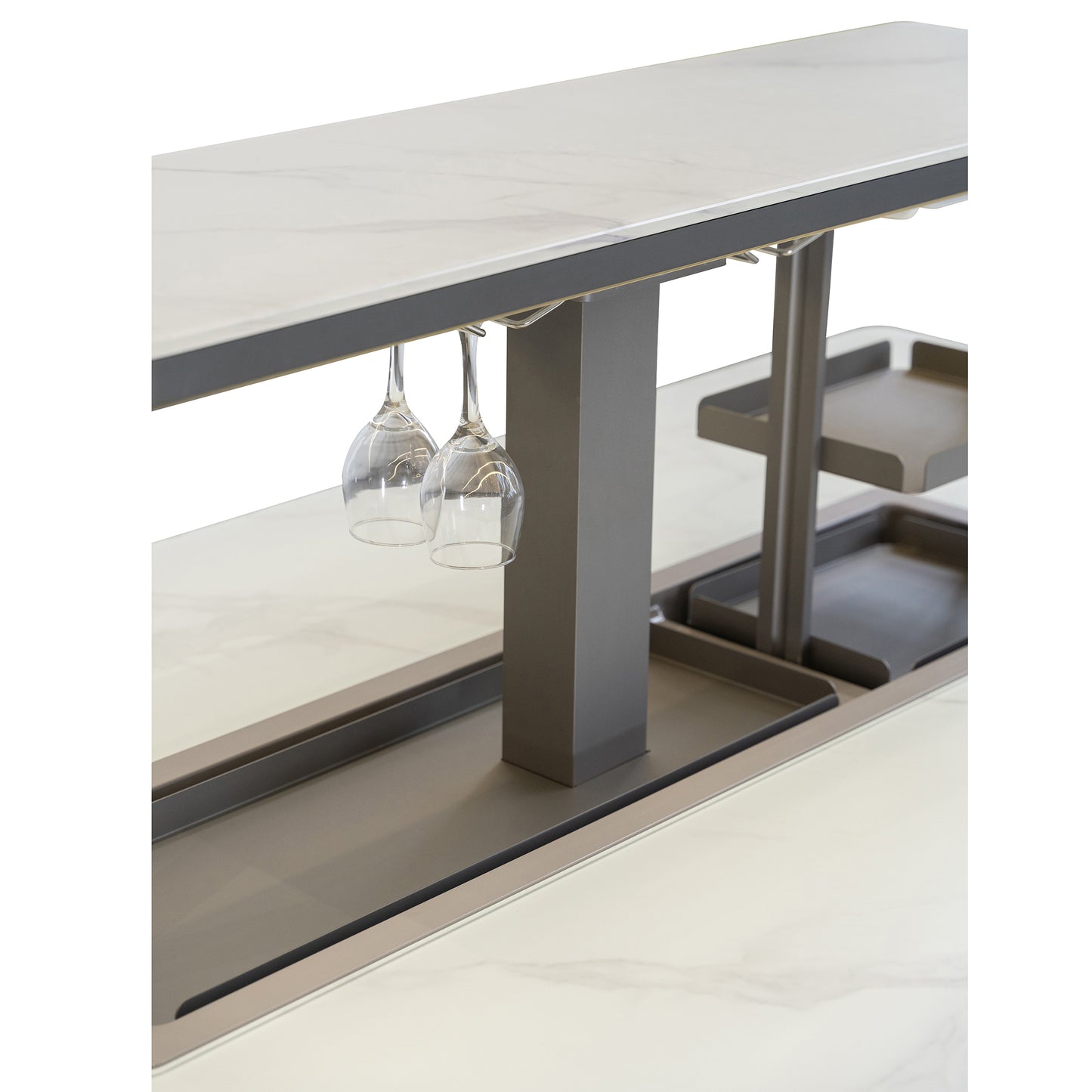 Table à manger intelligente Cinetico blanche, réfrigérateur et congélateur de 5,3 pi³ avec contrôle Bluetooth