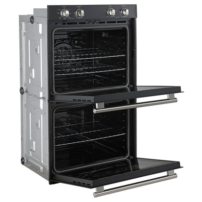 Forno Vomero 30-Inch Double Wall Oven, Black, 10 cu.ft Total Capacity, 7100W Convection, Mechanical Controls, Manuel Steam Clean