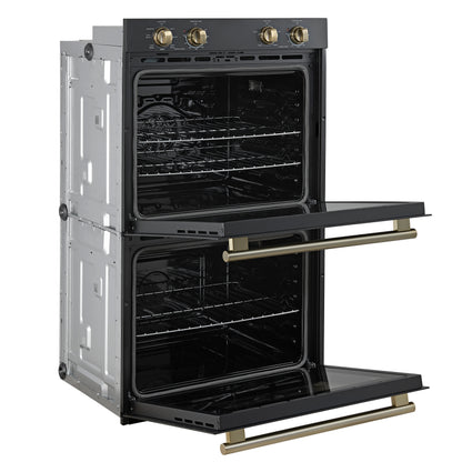 Forno Vomero 30-Inch Double Wall Oven, Black, 10 cu.ft Total Capacity, 7100W Convection, Mechanical Controls, Manuel Steam Clean