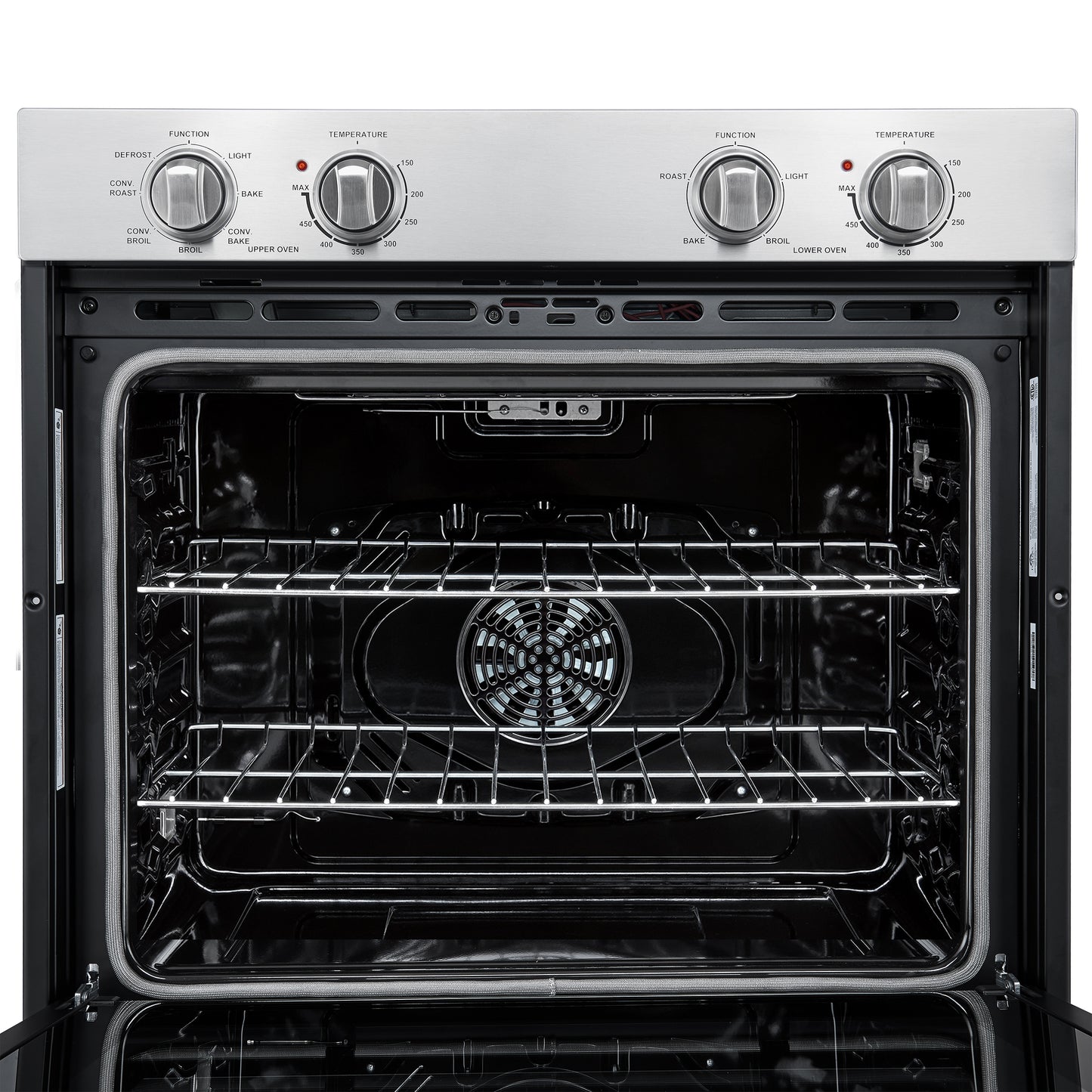 Forno Vomero 30-Inch Double Wall Oven, Stainless Steel, 10 cu.ft Total Capacity, 7100W Convection, Mechanical Controls, Self-Cleaning Function - Forno Appliances