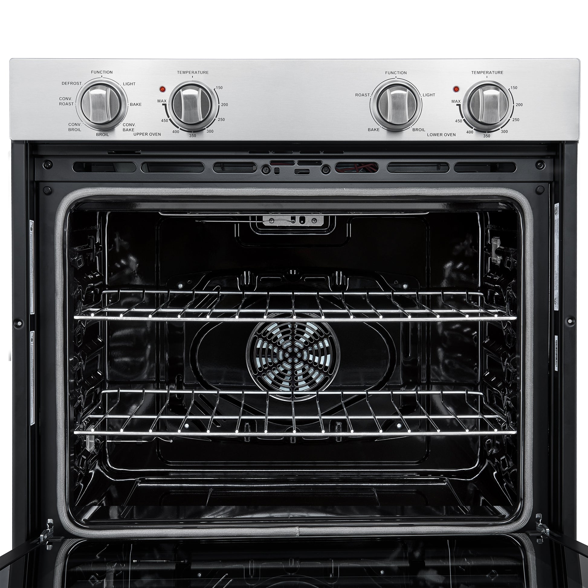 Forno Vomero 30-Inch Double Wall Oven, Stainless Steel, 10 cu.ft Total Capacity, 7100W Convection, Mechanical Controls, Self-Cleaning Function - Forno Appliances