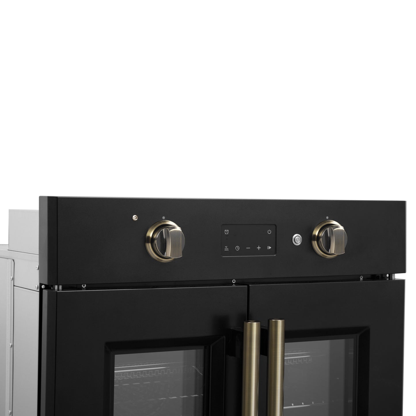 Forno Asti 30-Inch French Door Electric Wall Oven in Black & Antique Brass, 3.68 cu. ft. True Convection, 3,600W, Air Fry, Sous Vide, Self-Clean - Forno Appliances