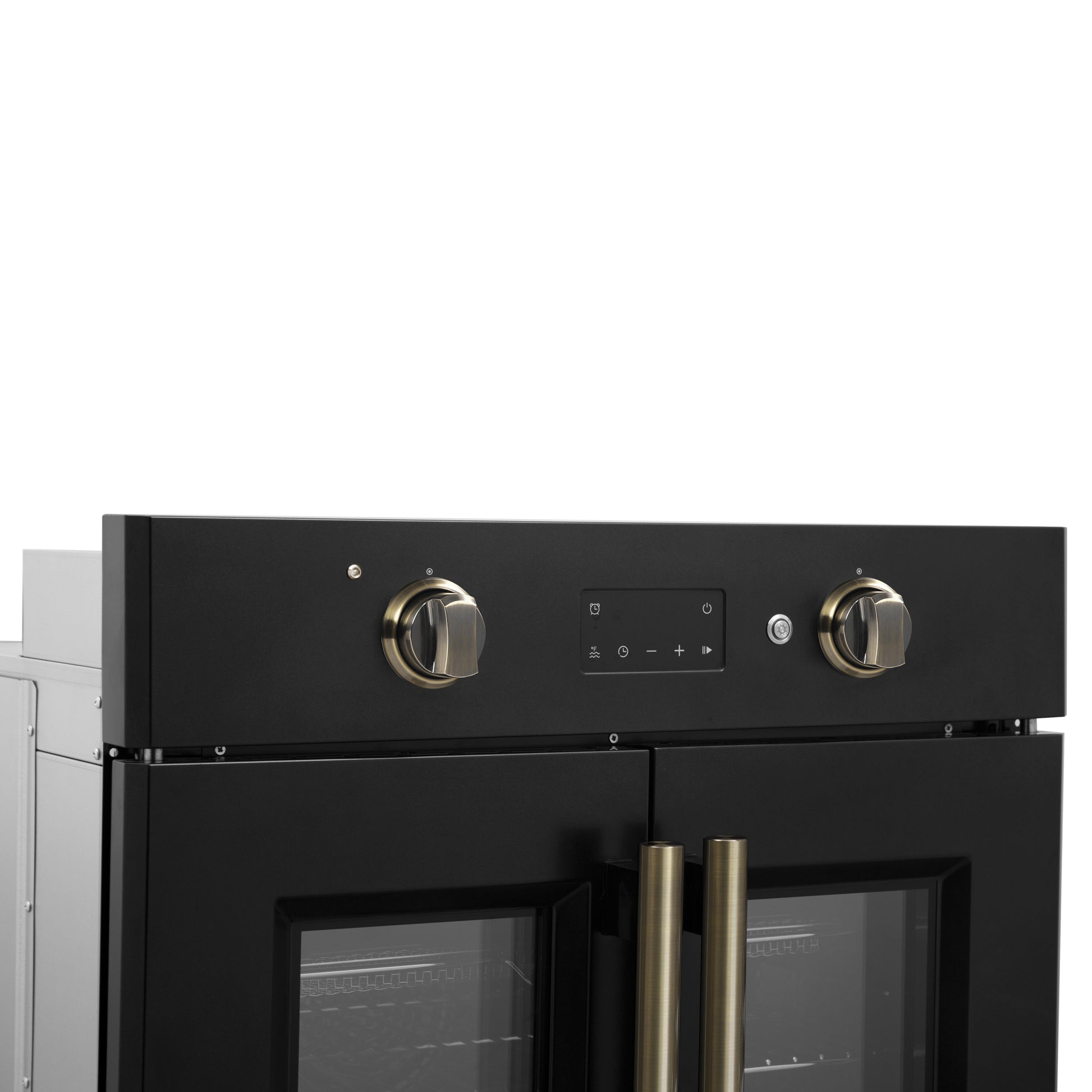 Forno Asti 30-Inch French Door Electric Wall Oven in Black & Antique Brass, 3.68 cu. ft. True Convection, 3,600W, Air Fry, Sous Vide, Self-Clean - Forno Appliances
