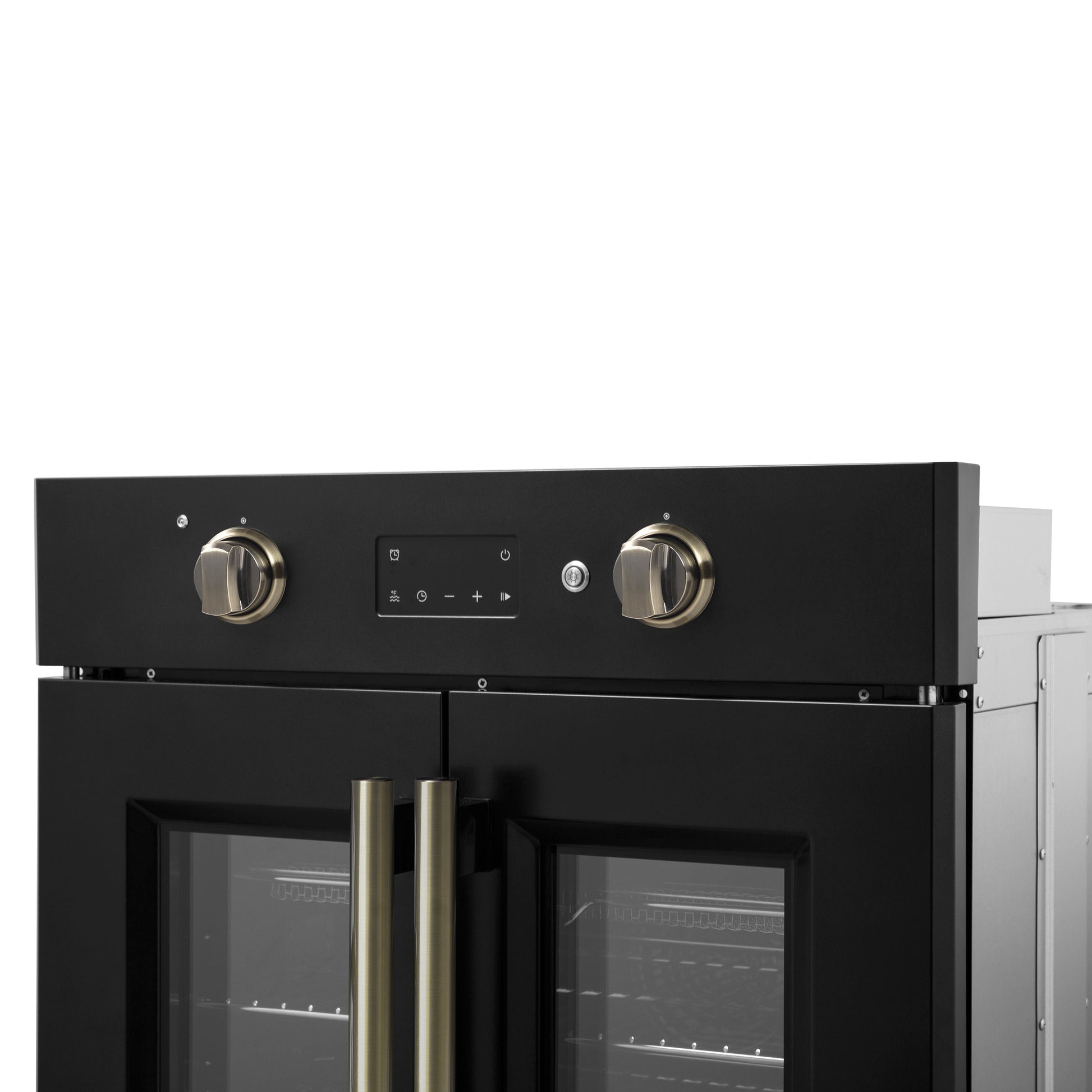 Forno Asti 30-Inch French Door Electric Wall Oven in Black & Antique Brass, 3.68 cu. ft. True Convection, 3,600W, Air Fry, Sous Vide, Self-Clean - Forno Appliances