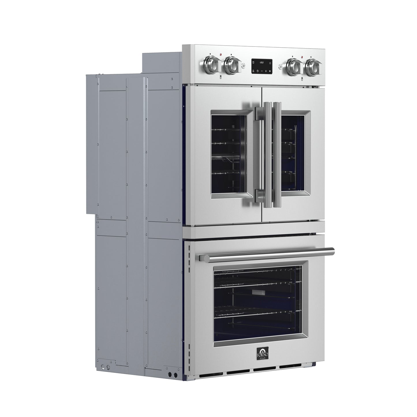 Forno Gallico 30-Inch Electric French Door Double Oven, Stainless Steel, Convection Cooking, Touch Control Panel, Self-Cleaning Function - Forno Appliances
