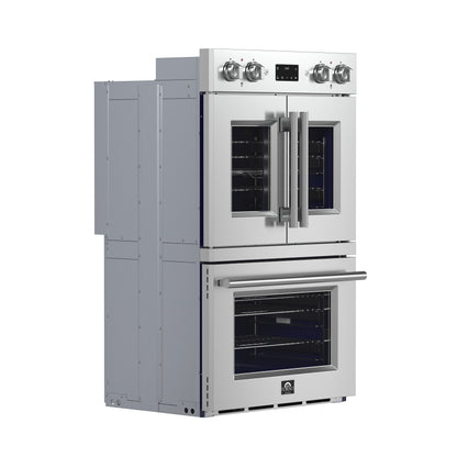 Forno Gallico 30-Inch Electric French Door Double Oven, Stainless Steel, Convection Cooking, Touch Control Panel, Self-Cleaning Function - Forno Appliances