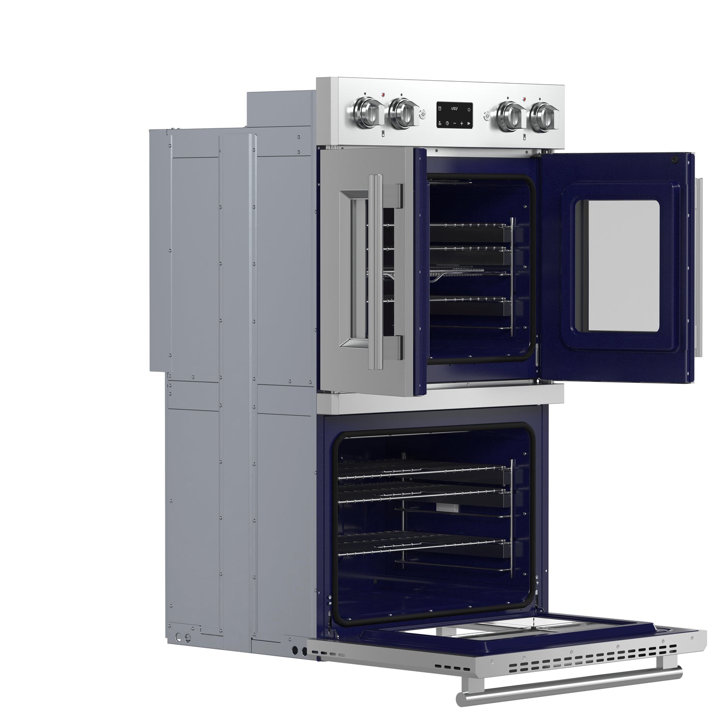 Forno Gallico 30-Inch Electric French Door Double Oven, Stainless Steel, Convection Cooking, Touch Control Panel, Self-Cleaning Function - Forno Appliances