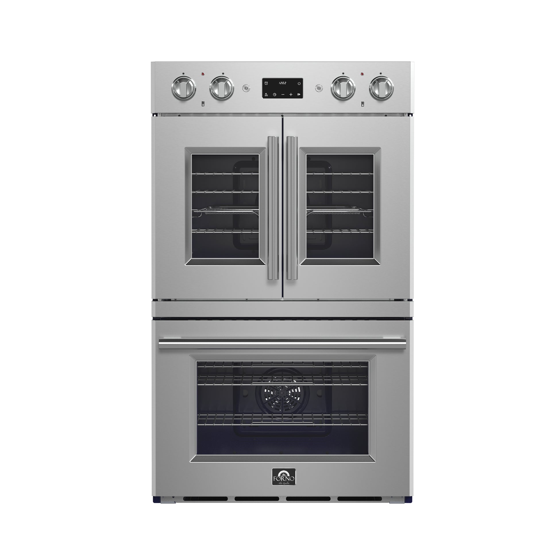 Forno Gallico 30-Inch Electric French Door Double Oven, Stainless Steel, Convection Cooking, Touch Control Panel, Self-Cleaning Function - Forno Appliances