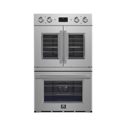 Forno Gallico 30-Inch Electric French Door Double Oven, Stainless Steel, Convection Cooking, Touch Control Panel, Self-Cleaning Function - Forno Appliances