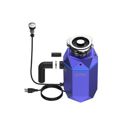 FORNO ACQUA BrightDIAMOND Amethyst 3/4HP Super Quiet Garbage Disposal Corded with Motion Sensor Cabinet Light & Pre-Wired Air Switch - Forno Appliances