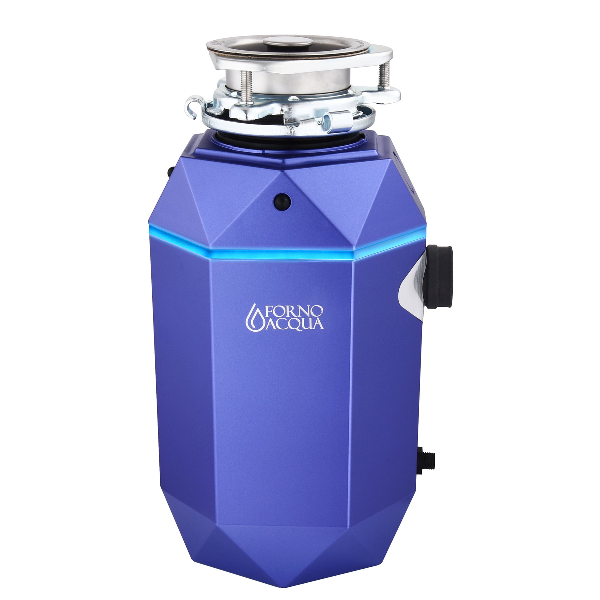FORNO ACQUA BrightDIAMOND Amethyst 3/4HP Super Quiet Garbage Disposal Corded with Motion Sensor Cabinet Light & Pre-Wired Air Switch - Forno Appliances