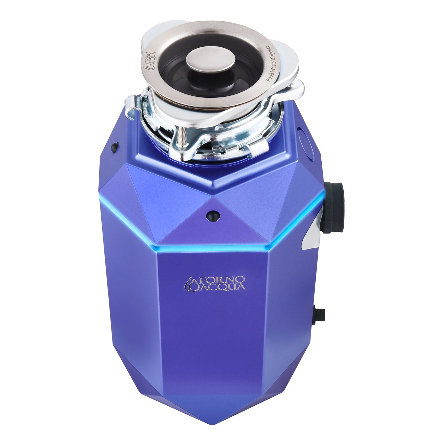 FORNO ACQUA BrightDIAMOND Amethyst 3/4HP Super Quiet Garbage Disposal Corded with Motion Sensor Cabinet Light & Pre-Wired Air Switch - Forno Appliances