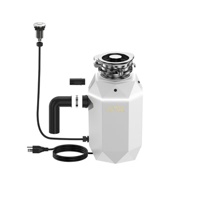 FORNO ACQUA BrightDIAMOND Moonstone 3/4HP Super Quiet Garbage Disposal Corded with Motion Sensor Cabinet Light & Pre-Wired Air Switch - Forno Appliances