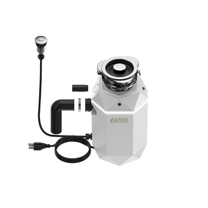 FORNO ACQUA BrightDIAMOND Moonstone 1HP Super Quiet Garbage Disposal Corded with Motion Sensor Cabinet Light & Pre-Wired Air Switch - Forno Appliances