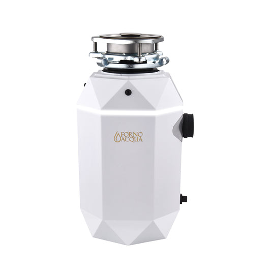 FORNO ACQUA BrightDIAMOND Moonstone 1HP Super Quiet Garbage Disposal Corded with Motion Sensor Cabinet Light & Pre-Wired Air Switch - Forno Appliances