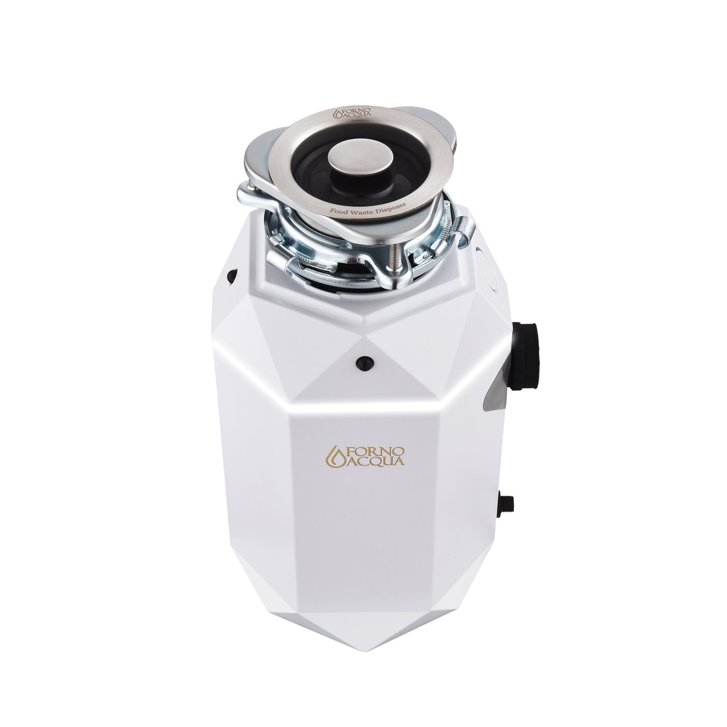 FORNO ACQUA BrightDIAMOND Moonstone 1HP Super Quiet Garbage Disposal Corded with Motion Sensor Cabinet Light & Pre-Wired Air Switch - Forno Appliances
