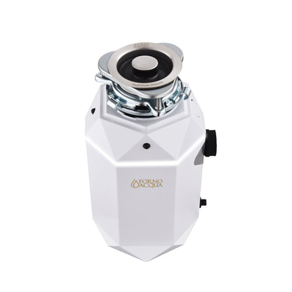 FORNO ACQUA BrightDIAMOND Moonstone 1HP Super Quiet Garbage Disposal Corded with Motion Sensor Cabinet Light & Pre-Wired Air Switch - Forno Appliances