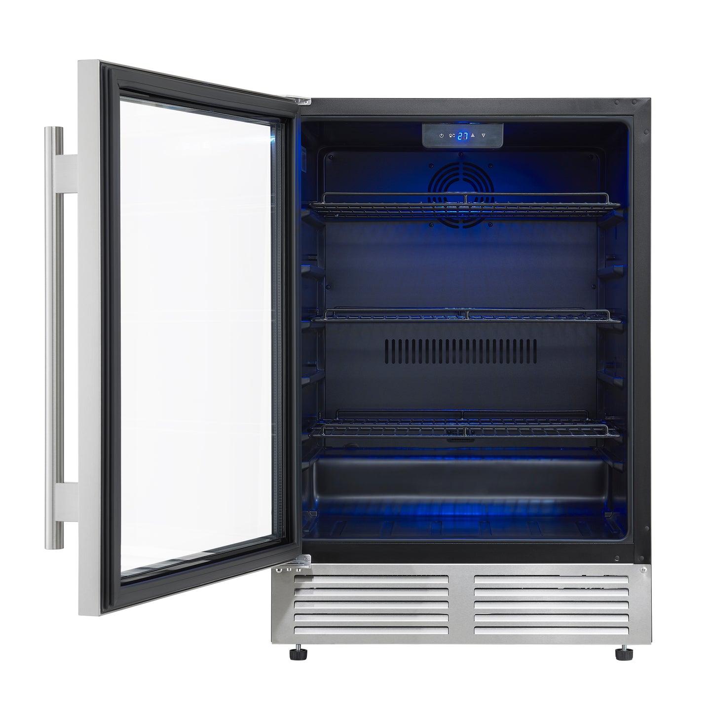 Forno Frescolino 24 Inch Beverage Cooler, Stainless Steel, with LED Lighting, Triple Glass Door, 188 Can Capacity, Built-In or Freestanding - Forno Appliances