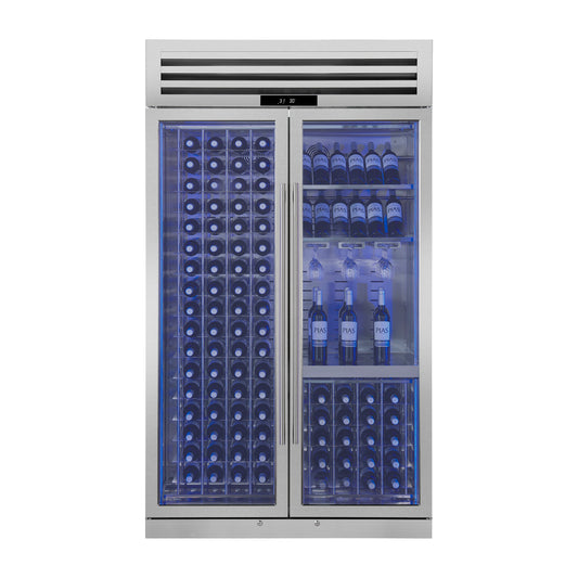 Abruzzo 48" Wine Cooler, Dual Zone, 30 cu.ft., 130 bottles, Display & Service Shelves, Stemware Racks, Rust resistant - Forno Appliances