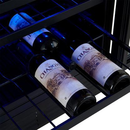 Forno Bacchino 24 Inch Wine Cooler, Stainless Steel, with LED Lighting, Triple Glass Door, 51 Bottle Capacity, Built-In or Freestanding - Forno Appliances