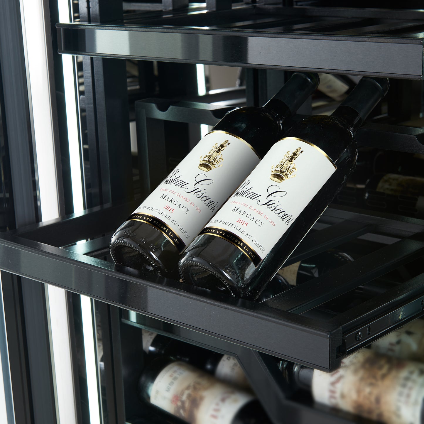 FORNO Abruzzo 48-Inch Dual Zones Wine Cellar, 102 Bottles, 24 cu. ft., Green Acrylic Holders & Black Shelves - Forno Appliances