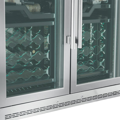 FORNO Abruzzo 48-Inch Dual Zones Wine Cellar, 102 Bottles, 24 cu. ft., Green Acrylic Holders & Black Shelves - Forno Appliances