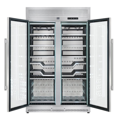 FORNO Abruzzo 48-Inch Dual Zone Wine Cellar, 102 Bottles, 24 cu. ft., Clear Acrylic Holders & Stainless Trim Shelves - Forno Appliances
