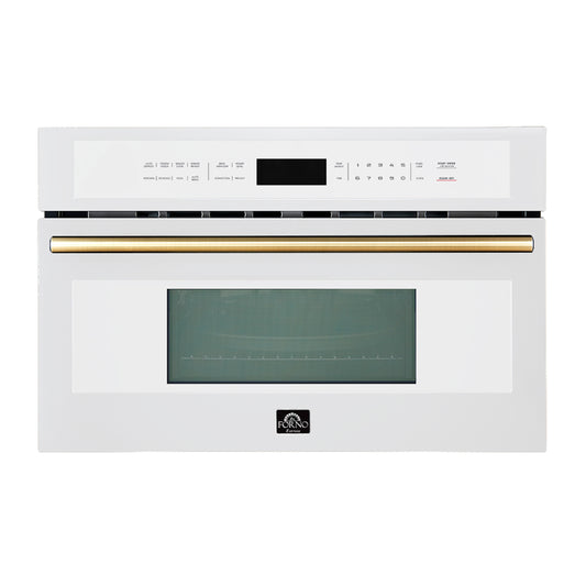 Oliena Espresso White 30 Inch 1750 Watt Compact Oven & 1000 Watt Microwave, 1.6 cu. ft. - Forno Appliances