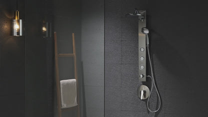 Forno Acqua AcquaSPA Shower Panel with SensoTemp, Stainless Steel, Overhead Rainfall Shower, Handheld Shower Head, Body Jets, 1.8 GPM Flow Rate