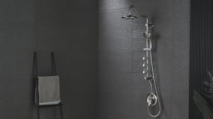 Forno Acqua AcquaSPA Retrofit Shower, Overhead Rainfall, 8 Inch Shower Head, Handheld Shower Head, Body Jets, 6 Way Diverter, Brushed Nickel Finish, 1.8 GPM Flow Rate