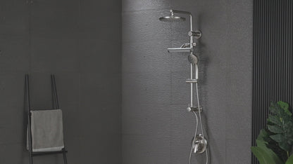 Forno Acqua AcquaFALL Shower, Brushed Nickel Finish, Overhead Rainfall Shower, Handheld Shower Head, Body Jets, 1.8 GPM Flow Rate